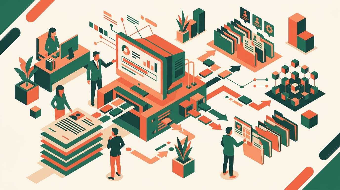 Moderner Schreibtisch mit Laptop, auf dem Lebensläufe geparst und Daten extrahiert werden